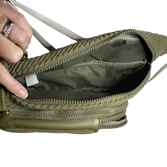 HAUTE HIPPIE Olive Green Corduroy Sling Backpack Crossbody Bag Utilitarian Boho - Picture 9 of 15